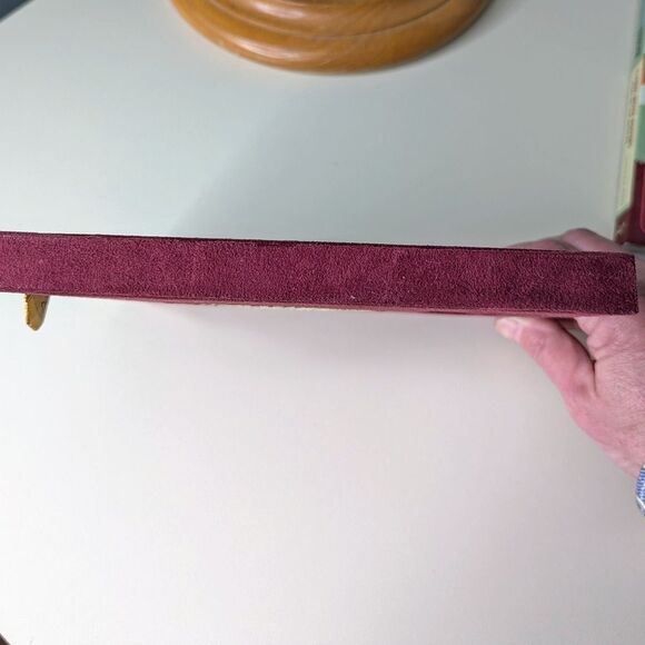 Burgundy Velvet Covered Embroidered Lined Journal With Ribbon Bookmark - Picture 9 of 15